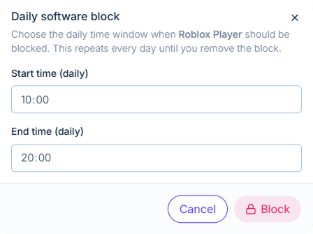 Blocking form