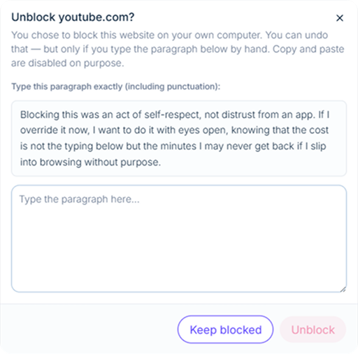Unblocking form